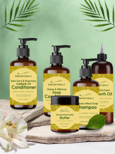 A display of hair care products