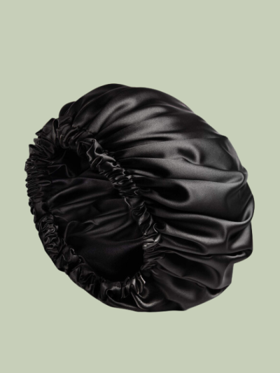 A black satin cap