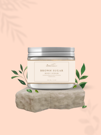 A product image of a container of brown sugar scrub.